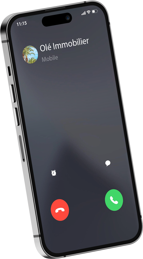 Olé-Immobilier-appel-Iphone Mockup Iphone Olé Immobilier