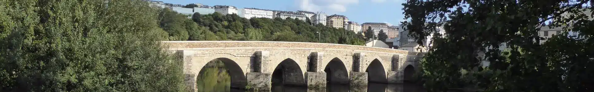 Pont médiéval en pierre à arches à l’entrée d’une ville espagnole