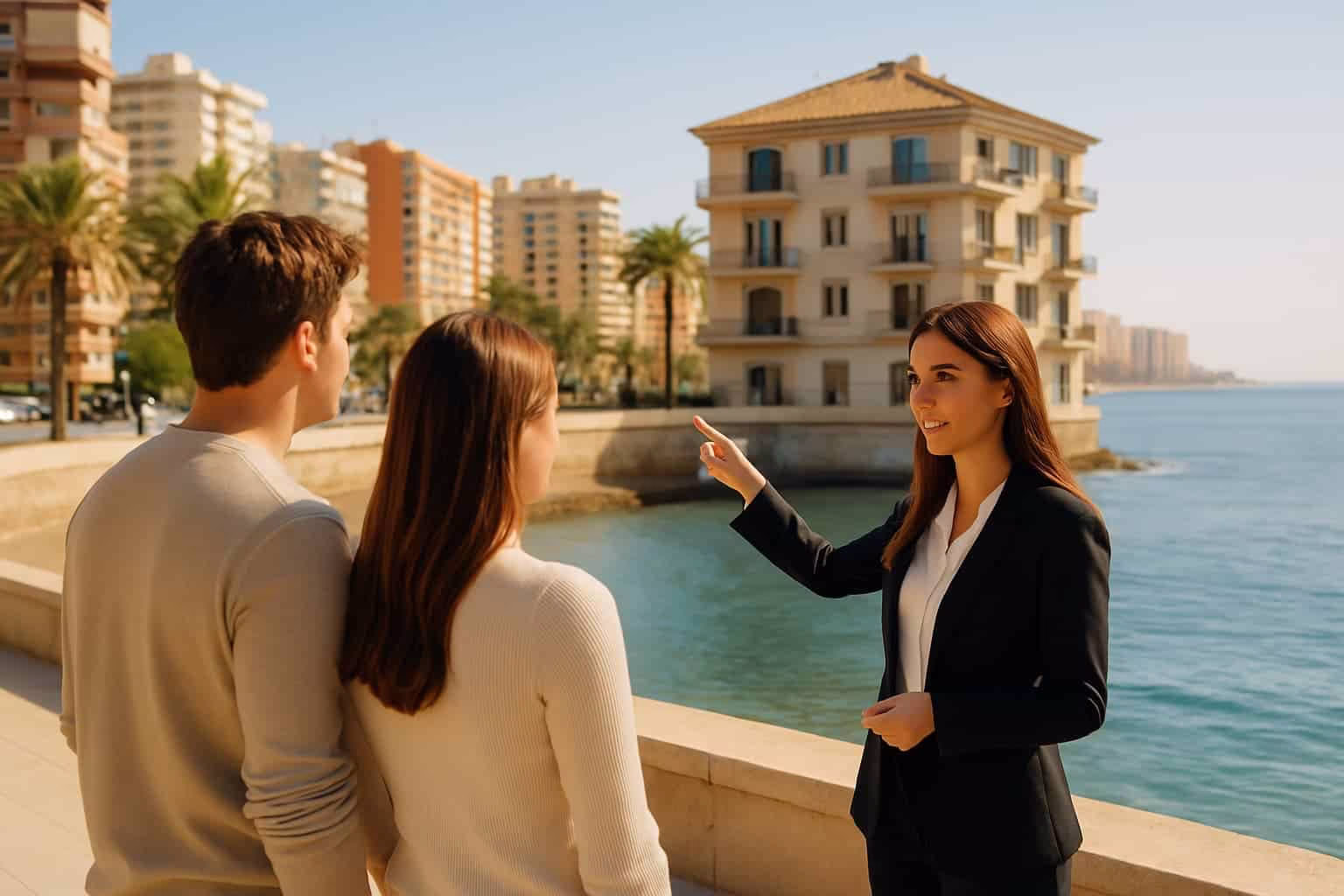 Visite d’un appartement en bord de mer avec une agente immobilière